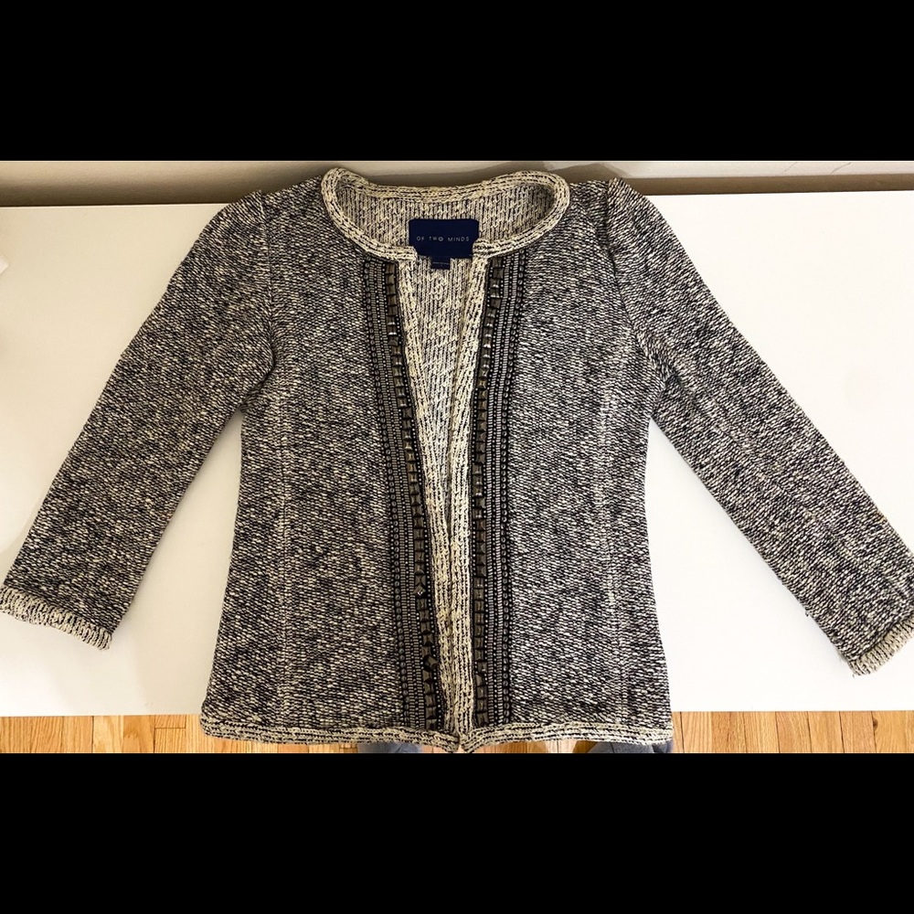 Of Two Minds Black and White Knit Blazer